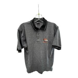 True Fans Denver Broncos Polo Shirt Men's M Short Sleeve Gray Football NFL